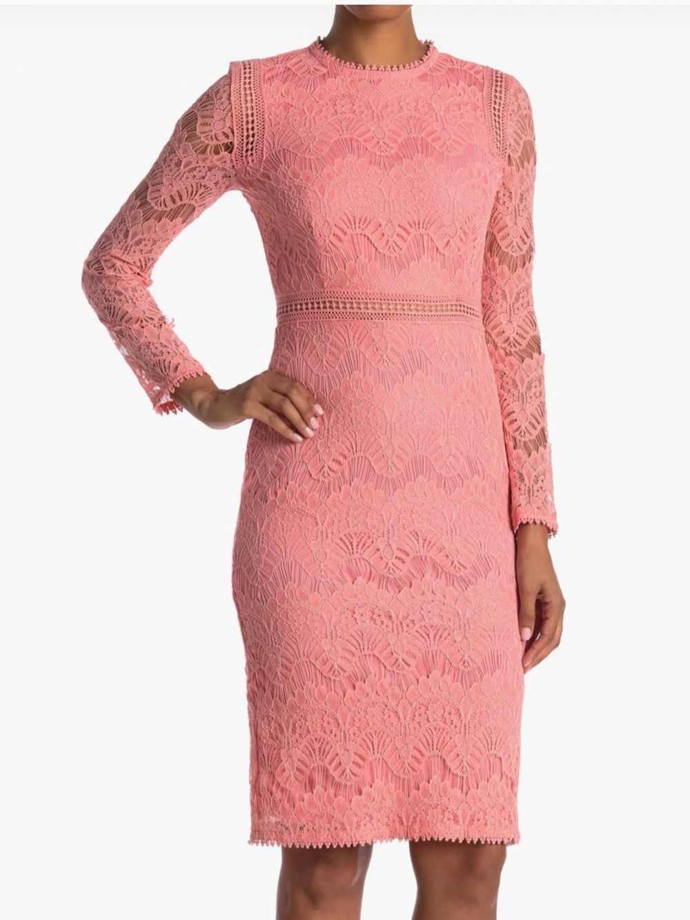 Lace long sleeve midi dress